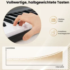Faltbares 88-Tasten-Klavierkeyboard mit Split-Funktion & 3 Lernmodi Keyboard Schwarz