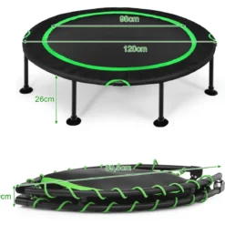 Faltbares Trampolin leises und sicheres Hüpfen φ120 x 26 cm Trampolin Schwarz und Grün