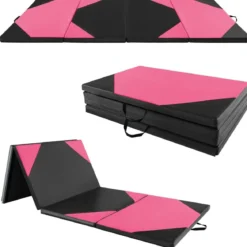 Faltbare Trainingsmatte aus Kunstleder mit Klettverschlüssen & Tragegriffen 300 x 117 x 5 cm