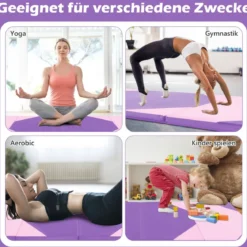 Faltbare Trainingsmatte aus Kunstleder mit Klettverschlüssen & Tragegriffen 300 x 117 x 5 cm