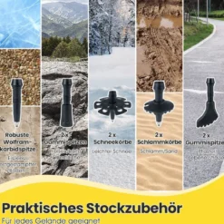 Faltbare Trekkingstöcke mit Schnellverschluss Wanderstöcke für 166-195 cm Körpergröße Gelb