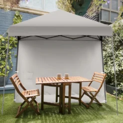 Faltpavillon Gartenpavillon mit abnehmbarer Seitenwand Partyzelt höhenverstellbar Grau