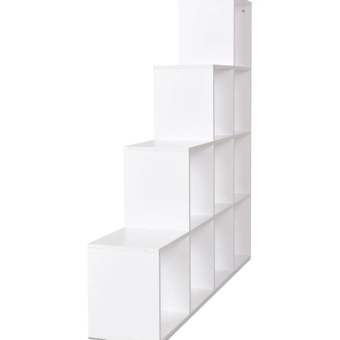 10 Fächer Weiß Holz Treppenregal Bücherregal