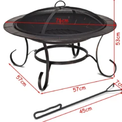 Feuerstelle Garten Grill Feuerkorb mit Funkenhaube 76 x 76 x 53 cm Schwarz