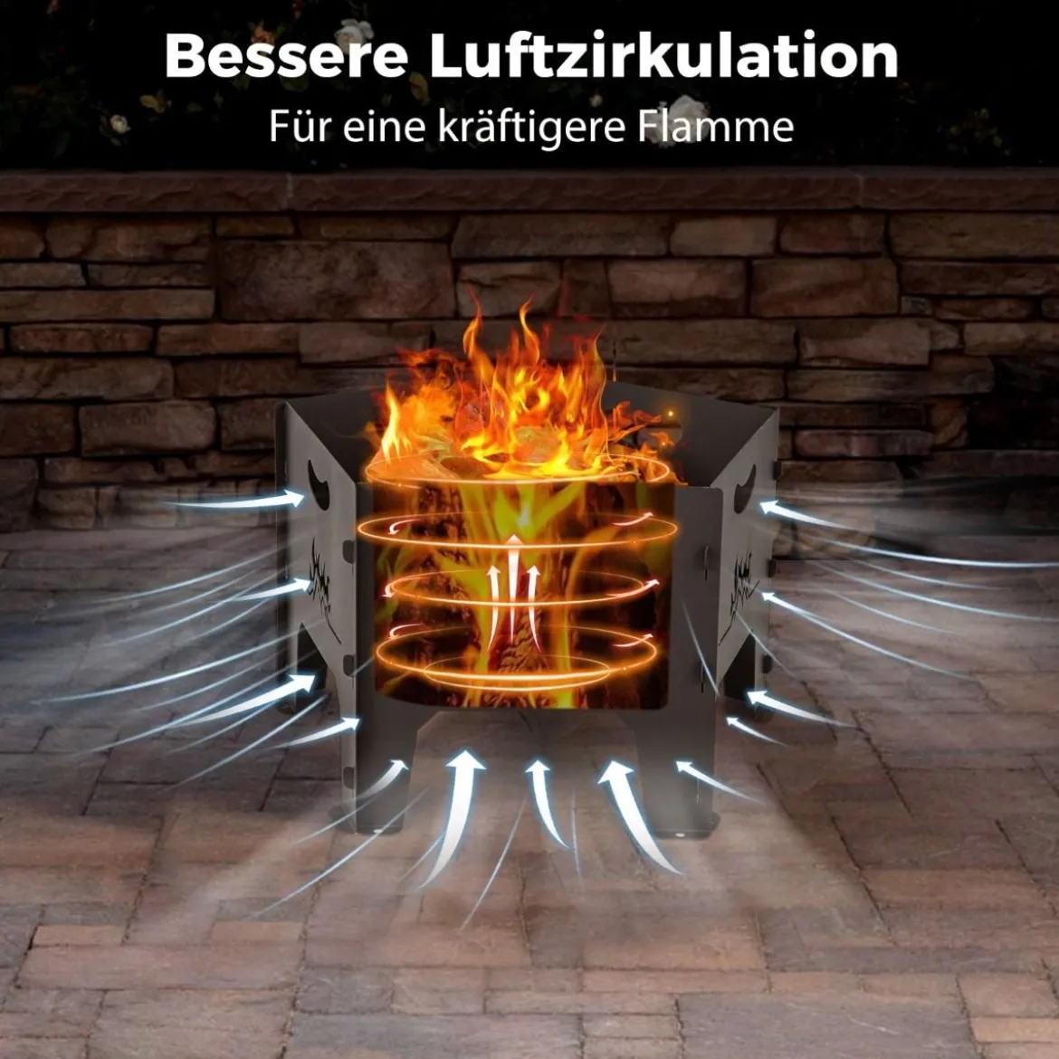 Feuerstelle mit Tasche Tragbares Lagerfeuer für Draußen Camping Holzbrennstelle Schwarz