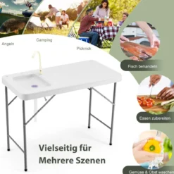 Fischreinigungstisch Tragbarere Fischfilet- undJagdstation mit Spüle Wasserhahn Ablaufschlauch