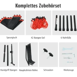 Fitness-Trampolin Übungstrampolin mit verstellbarem Griff Sicheres Trampolin 129 x 114 x 96-112 cm Rot