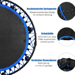 Fitness-Trampolin mit Sicherheitspads Mini Trampolin faltbar φ120 x 26 cm Schwarz und Blau