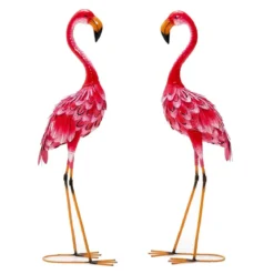Flamingo-Dekoration 2-Teiliges Gartenstatuen-Set in Flamingo-Form