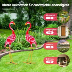 Flamingo-Dekoration 2-Teiliges Gartenstatuen-Set in Flamingo-Form