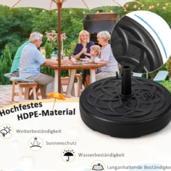 Füllbarer runder Schirmständer mit 56 cm Durchmesser für maximal 46 Kg Schwarz