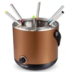 Fondueset 2 L Elektrisches Fondue 800 W aus Edelstahl Schokofondue mit 6 Spülmaschinengeeigneten Fonduegabeln