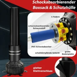 Freistehender Boxsack 182cm Standboxsack mit Boxhandschuhen & Saugfuß Schwarz