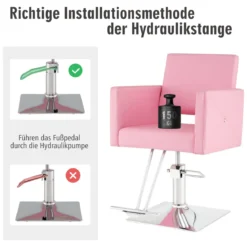 Friseurstuhl Haarsalonstuhl mit schwerer hydraulischer Pumpe Stylistenstuhl für Schönheitsspa Rosa