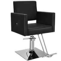 Friseurstuhl höhenverstellbar Friseursessel mit hydraulischer Pumpe 360° drehbar Schwarz
