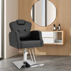 Friseurstuhl mit Kopfstütze & Rückenlehne & Hydraulikpumpe Höhenverstellbarer Salonstuhl