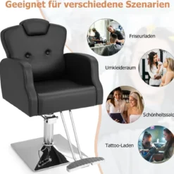 Friseurstuhl mit Kopfstütze & Rückenlehne & Hydraulikpumpe Höhenverstellbarer Salonstuhl