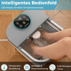 Fußbadewanne klappbar Fußbad mit Dusche 60min Timer & 30 Shiatsu-Massagebällen Temperatur 35–48°C Heizung