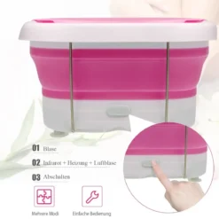 Fußbad Massagegerät faltbar Elektrische Fußbadewanne Heizung und Sprudelmassage Fußmassage Spa mit Massagerollen Rosa