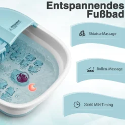 Fußbad Massagegerät Faltbar Elektrische Fußbadewanne Heizung 33,5 x 41 x 20,5 cm Blau