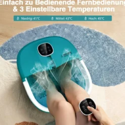 Fußbad Massagegerät Fußmassage Spa mit Fernbedienung Klappbar 33,5 x 41 x 20,5 cm Türkis
