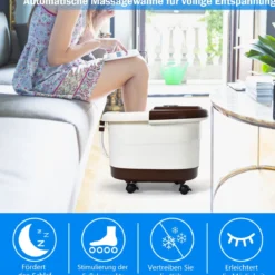 Fußbad Massagegerät mit 16 Shiatsu-Rollen 10-60min Timer / 35-48℃ / 500W Braun