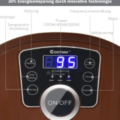 Fußbad Massagegerät mit 16 Shiatsu-Rollen 10-60min Timer / 35-48℃ / 500W Braun