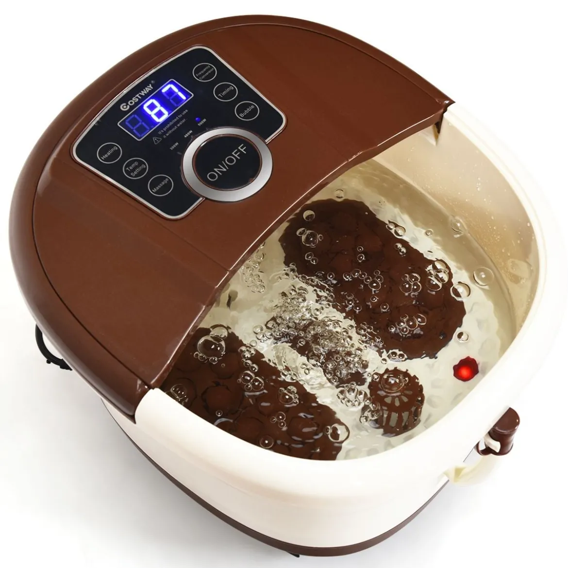 Fußbad Massagegerät mit 16 Shiatsu-Rollen 10-60min Timer / 35-48℃ / 500W Braun