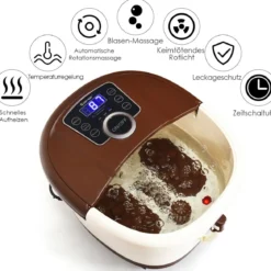 Fußbad Massagegerät mit 16 Shiatsu-Rollen 10-60min Timer / 35-48℃ / 500W Braun