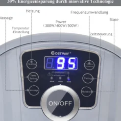Fußbad Massagegerät mit 16 Shiatsu-Rollen 10-60min Timer / 35-48℃ / 500W Grau