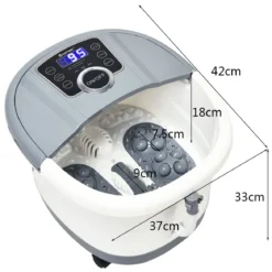 Fußbad Massagegerät mit 16 Shiatsu-Rollen 10-60min Timer / 35-48℃ / 500W Grau