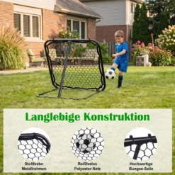 Fußball Rebounder mit 5-fach Verstellbarem Winkel & 4 Bodenankern 85 x 80 x 79 cm Schwarz