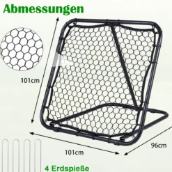 Fußball Rebounder 101 x 101 cm Klappbares Fußballnetz mit 7-stufiger Winkelverstellung
