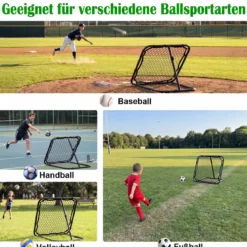Fußball Rebounder 101 x 101 cm Klappbares Fußballnetz mit 7-stufiger Winkelverstellung