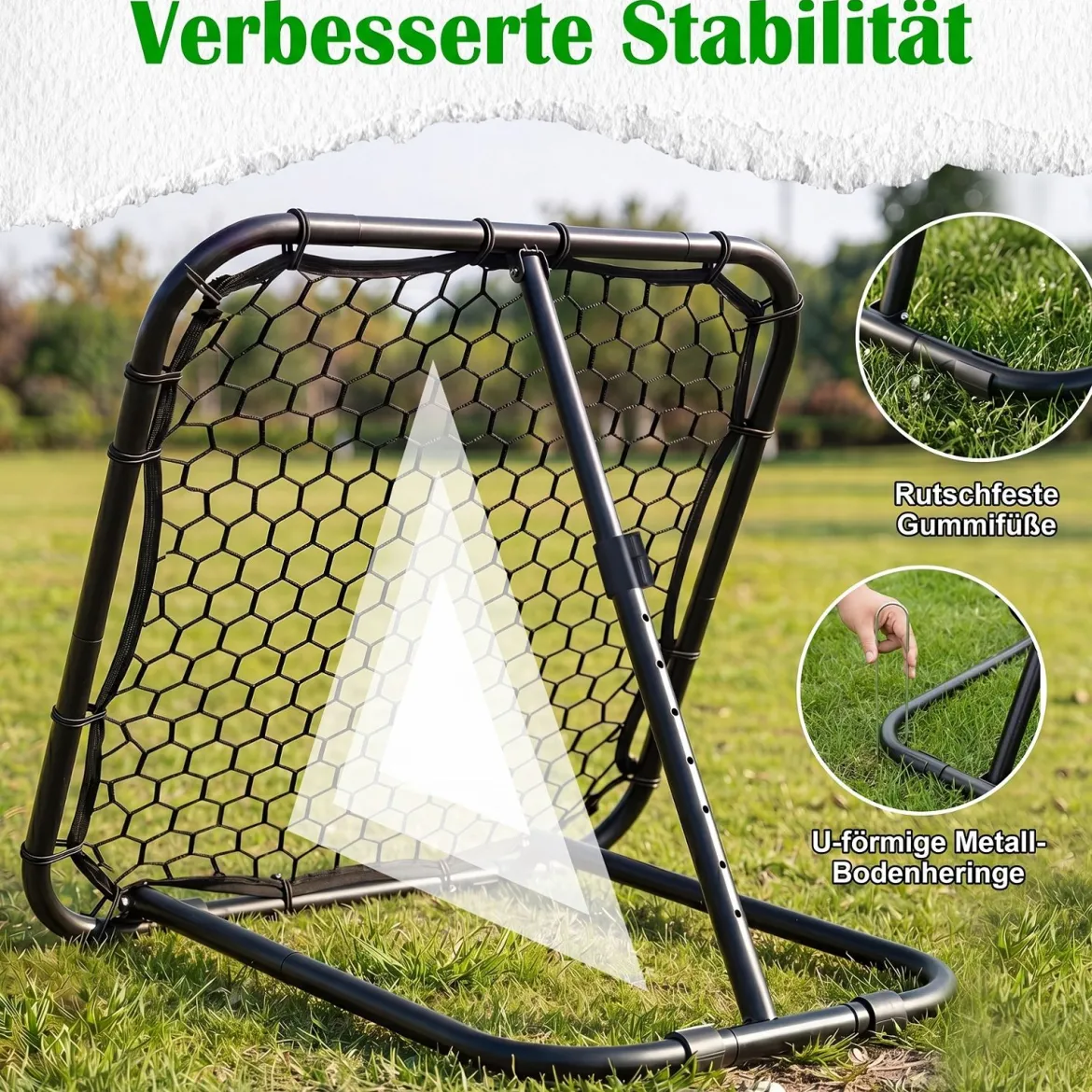 Fußball Rebounder 101 x 101 cm Klappbares Fußballnetz mit 7-stufiger Winkelverstellung