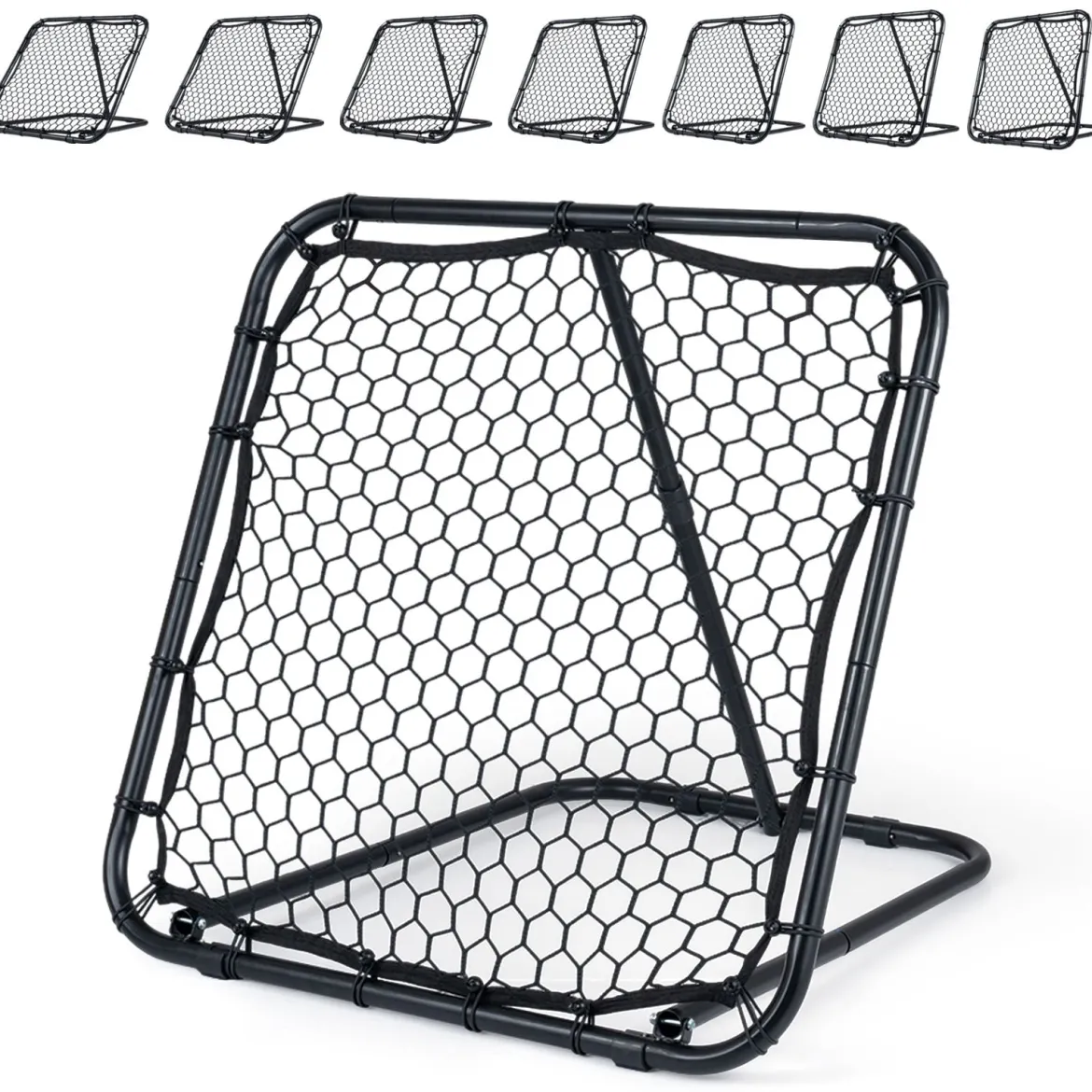Fußball Rebounder 101 x 101 cm Klappbares Fußballnetz mit 7-stufiger Winkelverstellung