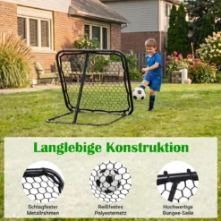 Fußball Rebounder 101 x 101 cm Klappbares Fußballnetz mit 7-stufiger Winkelverstellung