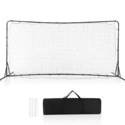 Fußballtor für Kinder 372,5 x 182,5 cm Fussballtore für Garten Fussballtor mit Tragetasche Schwarz
