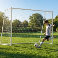 Fußballtor Fussballtore mit stabilem Metallrahmen & PE-Netz 300 x 204 cm Fußballtore Weiß