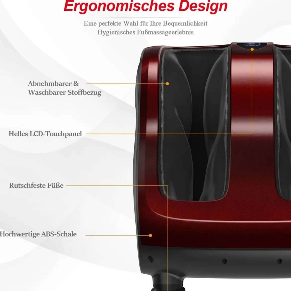 Fußmassagegerät Beinmassagegerät Fußmassage für Füße Wade 47,5 x 42,5 x 46 cm Rot