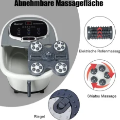 Fußmassagegerät Fußbad Spa Massagegerät Fußbadewanne Shiatsu Fußmassage Grau