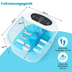 Fuß-Massagegerät Fussbad Fussbadewanne mit abnehmbarem Pediküre-Stein 1-stündiger automatischer Abschaltung Blau