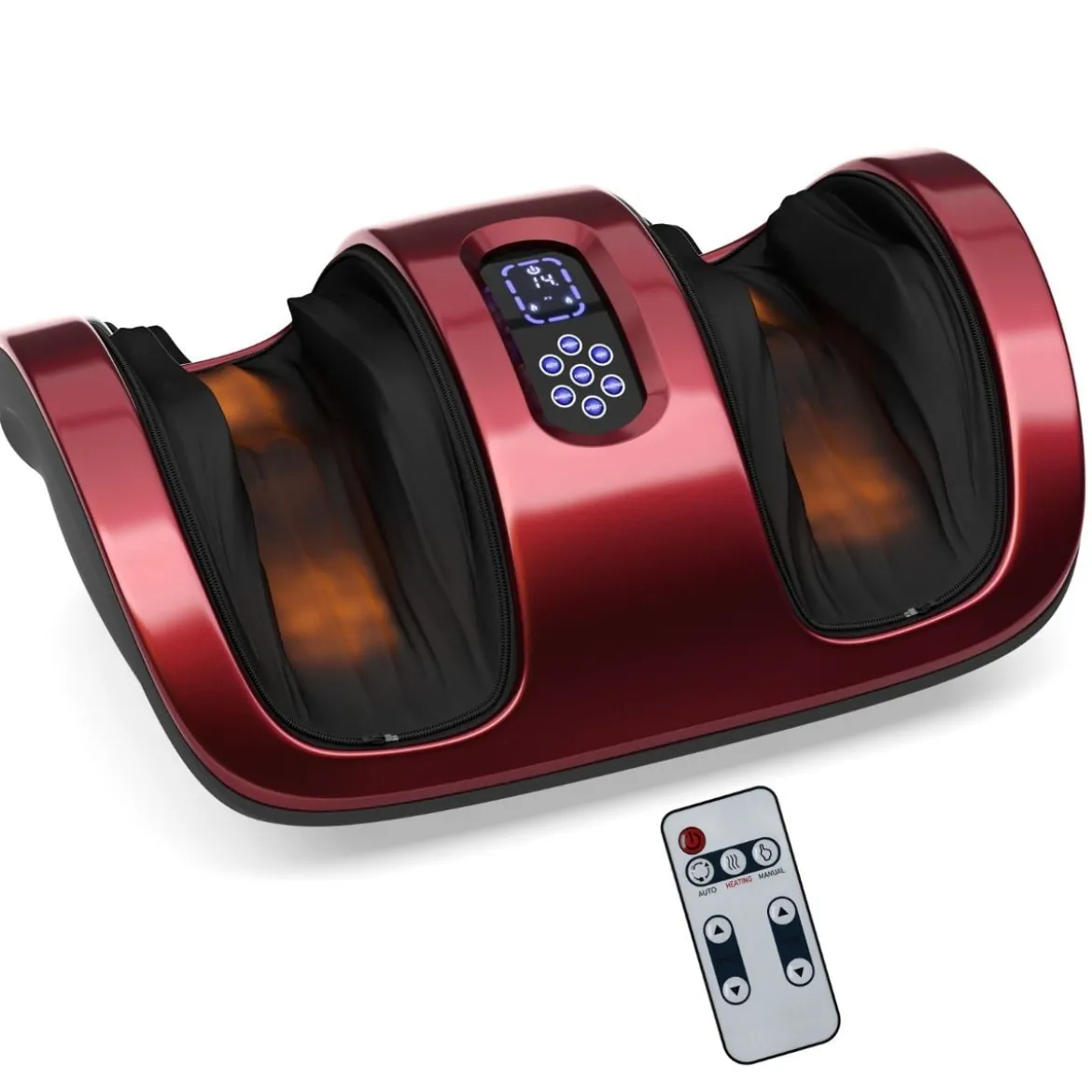 Fußmassagegerät Shiatsu mit 3 Massagemodi für Fuß Bein Wade 55,5 x 37 x 25,5 cm Rot