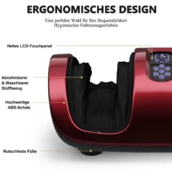 Fußmassagegerät Shiatsu mit 3 Massagemodi für Fuß Bein Wade 55,5 x 37 x 25,5 cm Rot