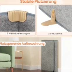 Fußwärmer elektrisch unter dem schreibtisch Faltbare Fußheizung mit 3-stufigem Thermostat Grau