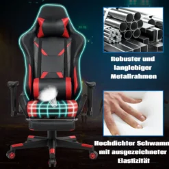 Gamingstuhl Bürostuhl Racing Chair Drehstuhl Rot
