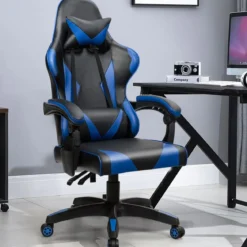 Gaming Stuhl Ergonomisch Racing Schreibtischstuhl Drehstuhl Chefsessel Bürostuhl Blau