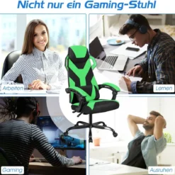 Gamingstuhl mit hoher Rücken einstellbarer Stuhl Drehstuhl 66 x 65 x 120-130 cm Schwarz + Grün