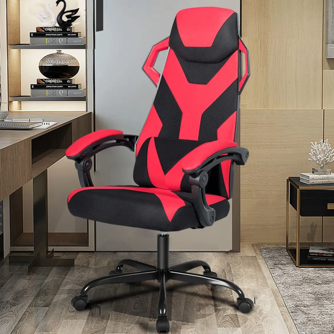 Gaming Stuhl verstellbar Bürostuhl Chefsessel höhenverstellbar Rädern Racingstuhl Rot