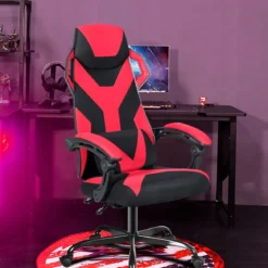 Gaming Stuhl verstellbar Bürostuhl Chefsessel höhenverstellbar Rädern Racingstuhl Rot